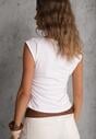 Biała Bluzka Elastyczna z Dekoltem Łódka Artosa