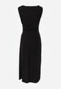 Czarna Dopasowana Sukienka Elegancka z Aplikacją w Talii Corope