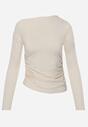 Beżowa Marszczona Bluzka z Wiskozą i Bawełną Trihal