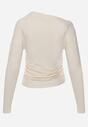 Beżowa Marszczona Bluzka z Wiskozą i Bawełną Trihal