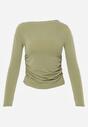 Zielona Marszczona Bluzka z Wiskozą i Bawełną Trihal