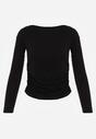 Czarna Marszczona Bluzka z Wiskozą i Bawełną Trihal