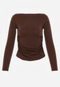 Brązowa Marszczona Bluzka z Wiskozą i Bawełną Trihal