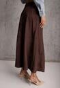 Brązowa Gładka Spódnica z Imitacji Zamszu o Rozkloszowanym Kroju Nettia
