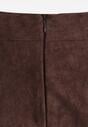 Brązowa Gładka Spódnica z Imitacji Zamszu o Rozkloszowanym Kroju Nettia