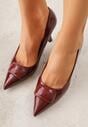 Bordowe Czółenka Lakierowane na Szpilce z Aplikacją 3D Ianvyre