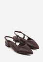 Brązowe Płąskie Sandały z Ozdobnymi Paseczkami Kahlidone
