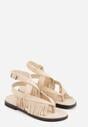 Beżowe Sandały Typu Rzymianki Ozdobione Frędzlami Casasos