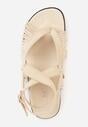 Beżowe Sandały Typu Rzymianki Ozdobione Frędzlami Casasos