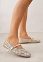 Złote Balerinki w Stylu Mary Jane z Szydełkową Cholewką Syroelle