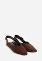 Brązowe Sandały Typu Slingback z Wyciętą Cholewką Phellilea