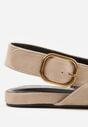 Beżowe Sandały Typu Slingback z Wyciętą Cholewką Phellilea