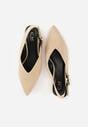 Jasnobeżowe Sandały Typu Slingback z Wyciętą Cholewką Phellilea