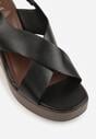 Czarne Sandały na Platformie i Koturnie z Geometryczną Cholewką Adrasithise