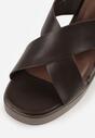 Brązowe Sandały na Platformie i Koturnie z Geometryczną Cholewką Adrasithise