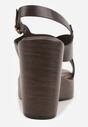 Brązowe Sandały na Platformie i Koturnie z Geometryczną Cholewką Adrasithise