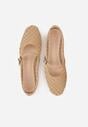 Beżowe Balerinki z Ażurowym Wzorem i Paskiem Astethera
