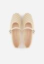 Jasnobeżowe Balerinki z Ażurowym Wzorem i Paskiem Astethera