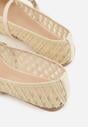 Jasnobeżowe Balerinki z Ażurowym Wzorem i Paskiem Astethera