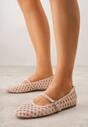 Różowe Balerinki z Ażurowym Wzorem i Paskiem Astethera