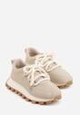 Beżowe Sneakersy na Platformie Ozdobionej Tłoczeniem Zerla
