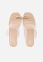 Beżowe Klapki z Ozdobą na Duży Palec z Transparentnymi Elementami Wylinney