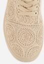 Beżowe Sneakersy Boho na Platformie Zdobione Plecionym Wzorem Abilama