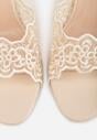 Beżowe Klapki na Metalicznej Szpilce z Koronką Theiseusa
