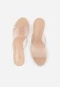 Beżowe Klapki z Transparentnym Słupkiem i Paskiem Los