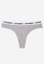 Szare Majtki Stringi z Bawełną Ozdobione Napisami Amero