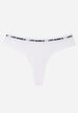 Białe Majtki Stringi z Bawełną Ozdobione Napisami Amero