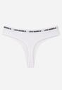 Białe Majtki Stringi z Bawełną Ozdobione Napisami Amero