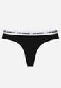 Czarne Majtki Stringi z Bawełną Ozdobione Napisami Amero