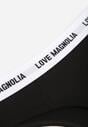 Czarne Majtki Stringi z Bawełną Ozdobione Napisami Amero