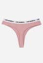 Różowe Majtki Stringi z Bawełną Ozdobione Napisami Amero