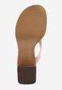 Beżowe Sandały w Stylu Japonek na Niskim Słupku z Aplikacją Fyreltarish