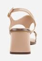 Beżowe Sandały w Stylu Japonek na Niskim Słupku z Aplikacją Fyreltarish