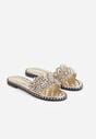 Złote Klapki Zdobione Biżuteryjnymi Aplikacjami Colsyn