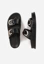 Czarne Klapki z Metalicznymi Klamrami Eudare