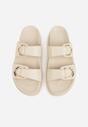 Beżowe Klapki z Metalicznymi Klamrami Eudare