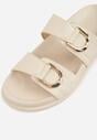 Beżowe Klapki z Metalicznymi Klamrami Eudare