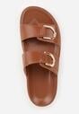 Brązowe Klapki z Metalicznymi Klamrami Eudare