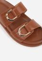 Brązowe Klapki z Metalicznymi Klamrami Eudare