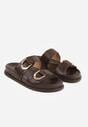 Ciemnobrązowe Klapki z Metalicznymi Klamrami Eudare