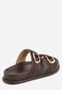 Ciemnobrązowe Klapki z Metalicznymi Klamrami Eudare