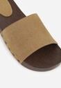 Ciemnobeżowe Klapki z Nitami po Bokach Xerxathan