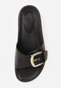 Czarne Klapki na Platformie z Klamrą Molthoe