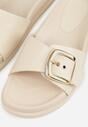 Beżowe Klapki na Platformie z Klamrą Molthoe