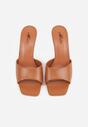Brązowe Klapki na Szpilce Ozdobione Kwadratowym Noskiem Eudanassa
