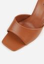 Brązowe Klapki na Szpilce Ozdobione Kwadratowym Noskiem Eudanassa
